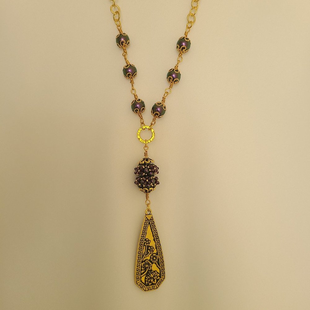 Purple Flower Dangle Necklace
